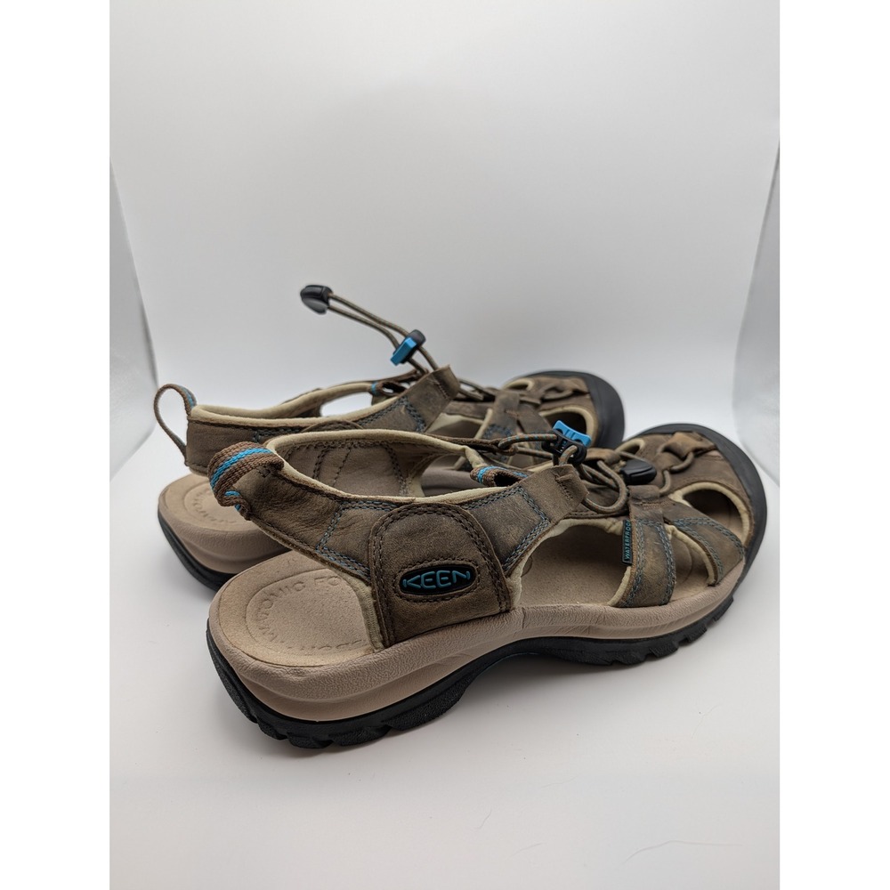 KEEN Venice H2 Womens 9.5 Brown Teal Waterproof Leather Hiking Sport Sandals